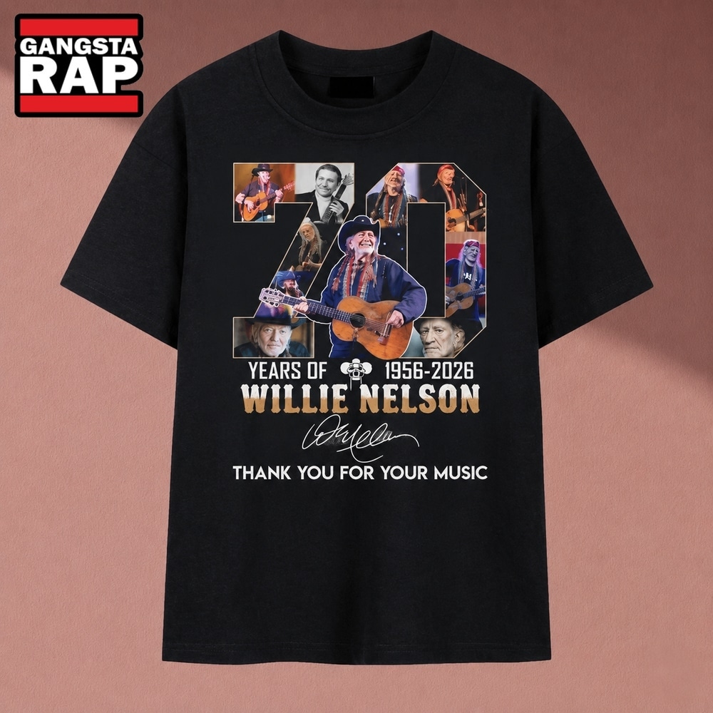 Willie Nelson 70 Years Of Music 1956 2026 Tribute Signatures T Shirt, Music 2D Shirt Willie Nelson 70 Years Of Music 1956 2026 Tribute Signatures T Shirt, Music 2D Shirt