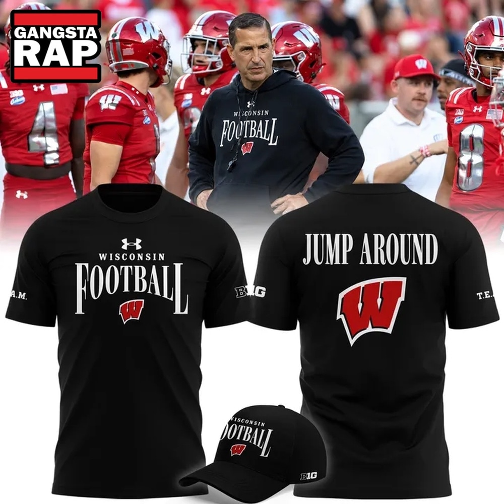 Wisconsin Badgers Football Head Coach Luke Fickell Jump Around 2026 T Shirt, Trending Design Shirt Wisconsin Badgers Football Head Coach Luke Fickell Jump Around 2026 T Shirt, Trending Design Shirt