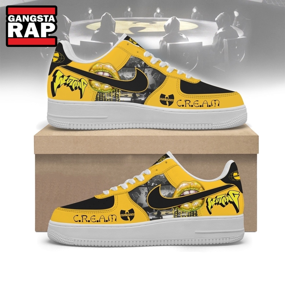 Wu Tang Clan CREAM Yellow & Black Hip Hop Graphic Air Force 1 Shoes, Music Air Force 1 Shoes Wu Tang Clan CREAM Yellow & Black Hip Hop Graphic Air Force 1 Shoes, Music Air Force 1 Shoes
