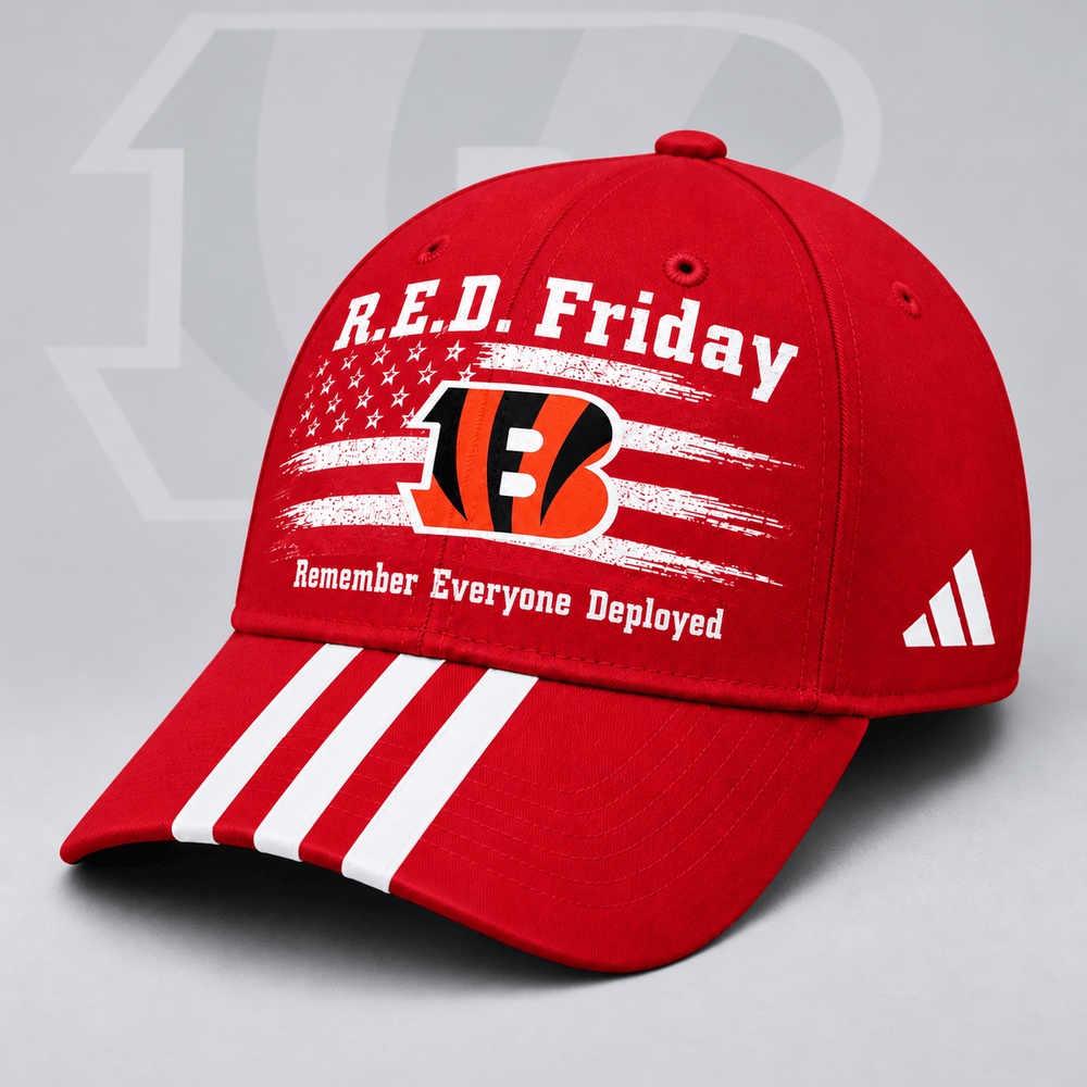 Cincinnati Bengals NFL RED Friday Patriotic American Flag Remember Everyone Deployed Three Stripe Baseball Cap, NFL Football Cap Cincinnati Bengals NFL RED Friday Patriotic American Flag Remember Everyone Deployed Three Stripe Baseball Cap, NFL Football Cap