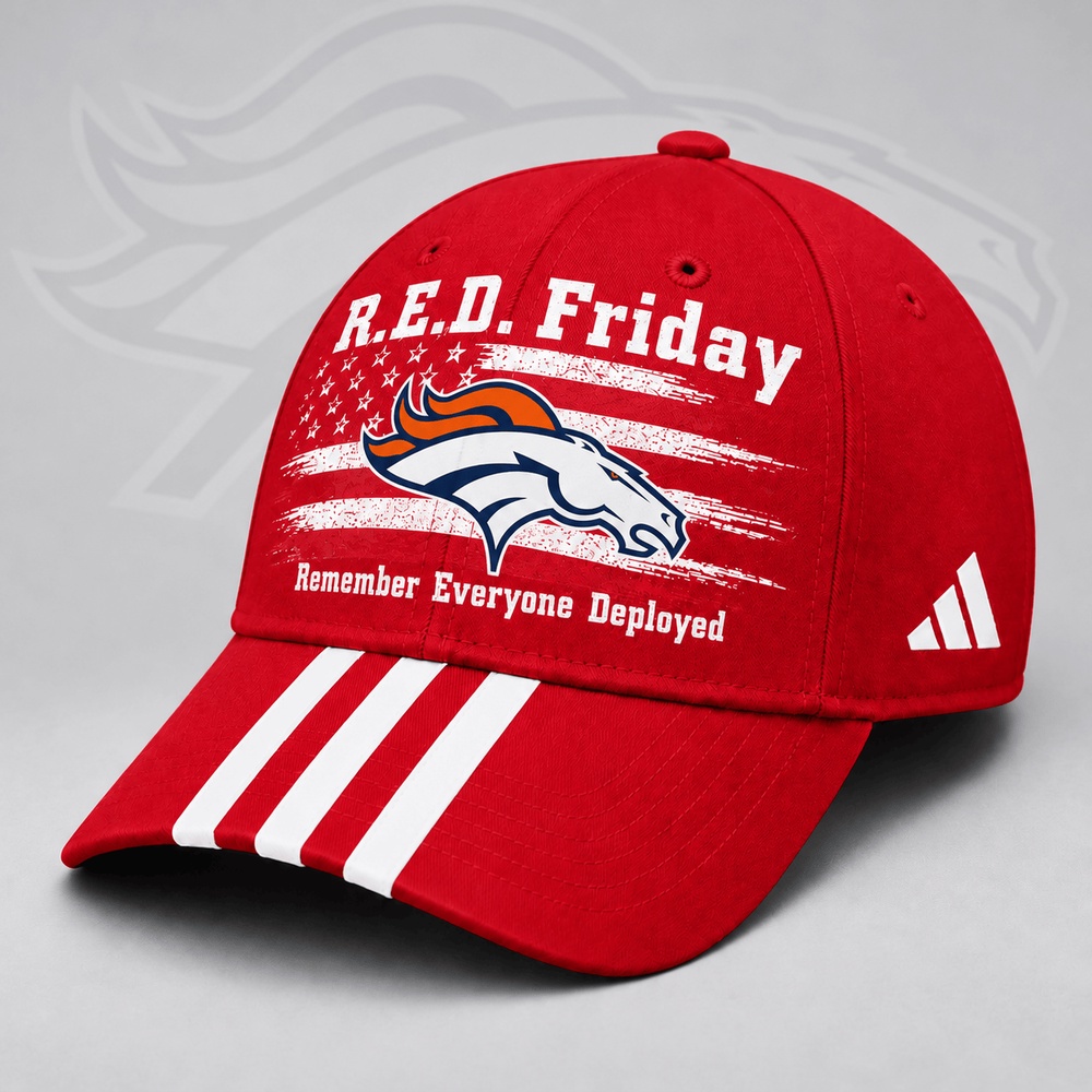 Denver Broncos NFL RED Friday Patriotic American Flag Remember Everyone Deployed Three Stripe Baseball Cap, NFL Football Cap Denver Broncos NFL RED Friday Patriotic American Flag Remember Everyone Deployed Three Stripe Baseball Cap, NFL Football Cap