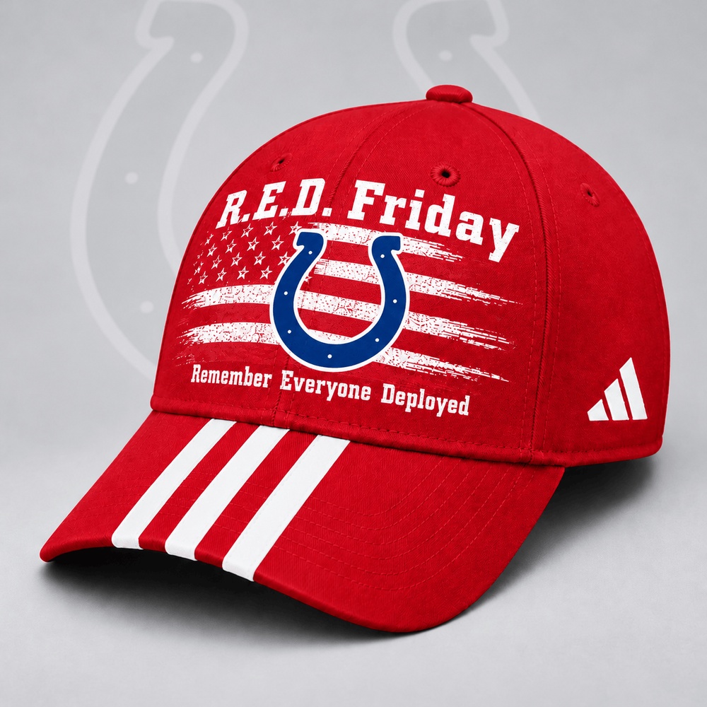 Indianapolis Colts NFL RED Friday Patriotic American Flag Remember Everyone Deployed Three Stripe Baseball Cap, NFL Football Cap Indianapolis Colts NFL RED Friday Patriotic American Flag Remember Everyone Deployed Three Stripe Baseball Cap, NFL Football Cap