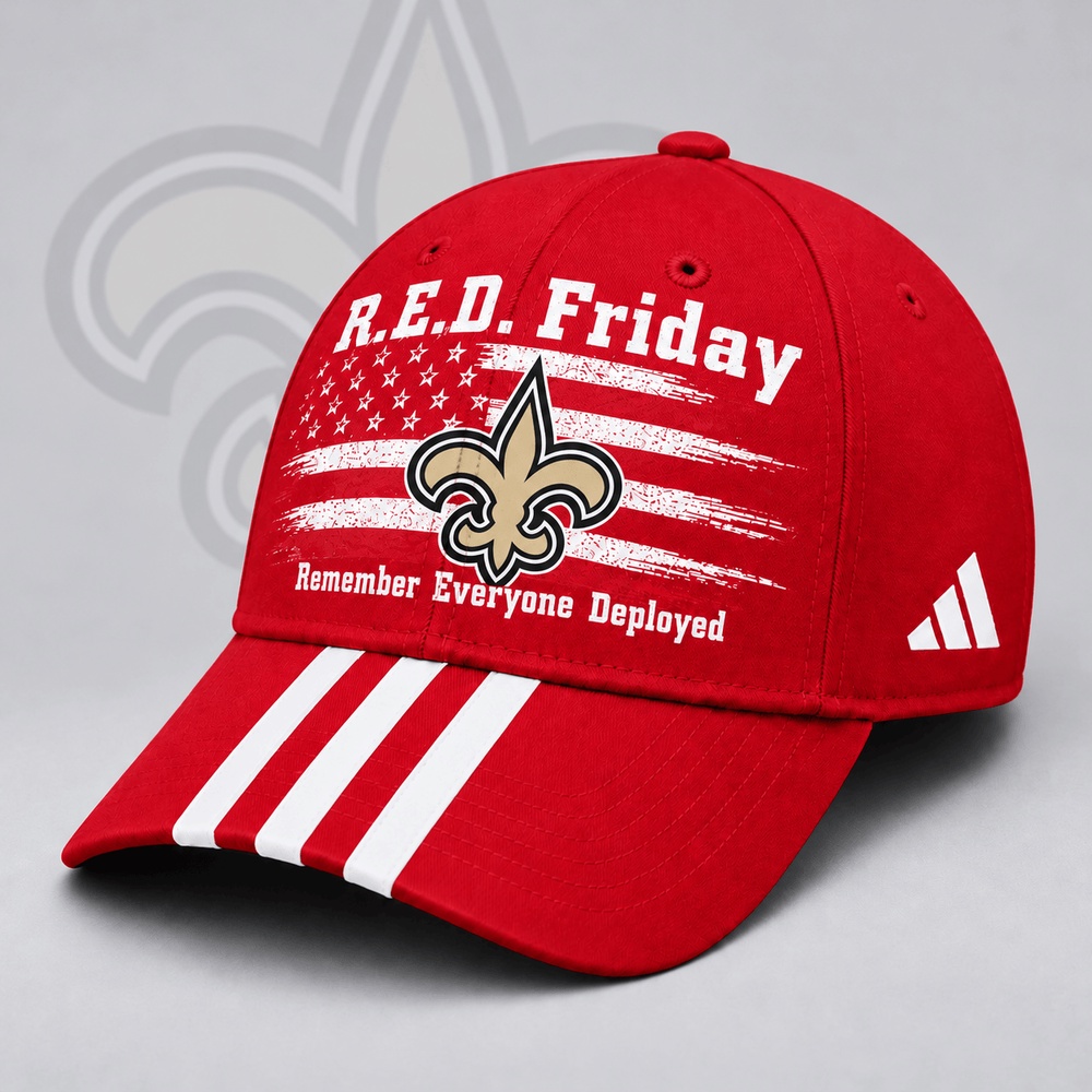 New Orleans Saints NFL RED Friday Patriotic American Flag Remember Everyone Deployed Three Stripe Baseball Cap, NFL Football Cap New Orleans Saints NFL RED Friday Patriotic American Flag Remember Everyone Deployed Three Stripe Baseball Cap, NFL Football Cap