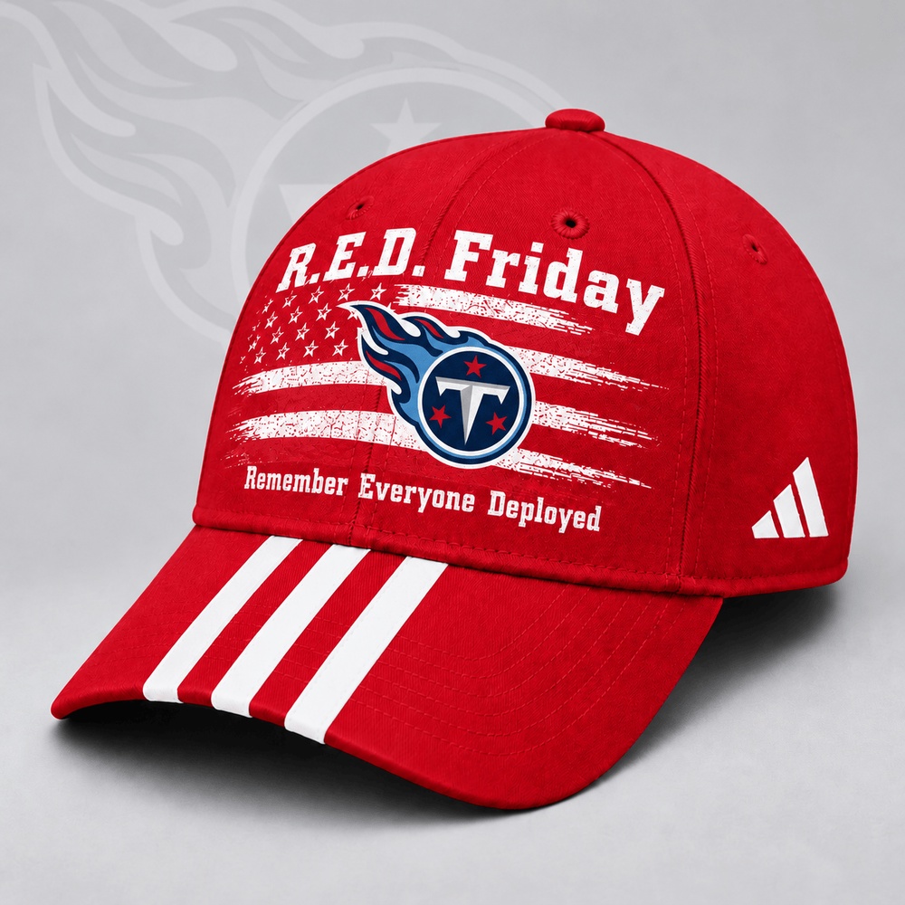 Tennessee Titans NFL RED Friday Patriotic American Flag Remember Everyone Deployed Three Stripe Baseball Cap, NFL Football Cap Tennessee Titans NFL RED Friday Patriotic American Flag Remember Everyone Deployed Three Stripe Baseball Cap, NFL Football Cap