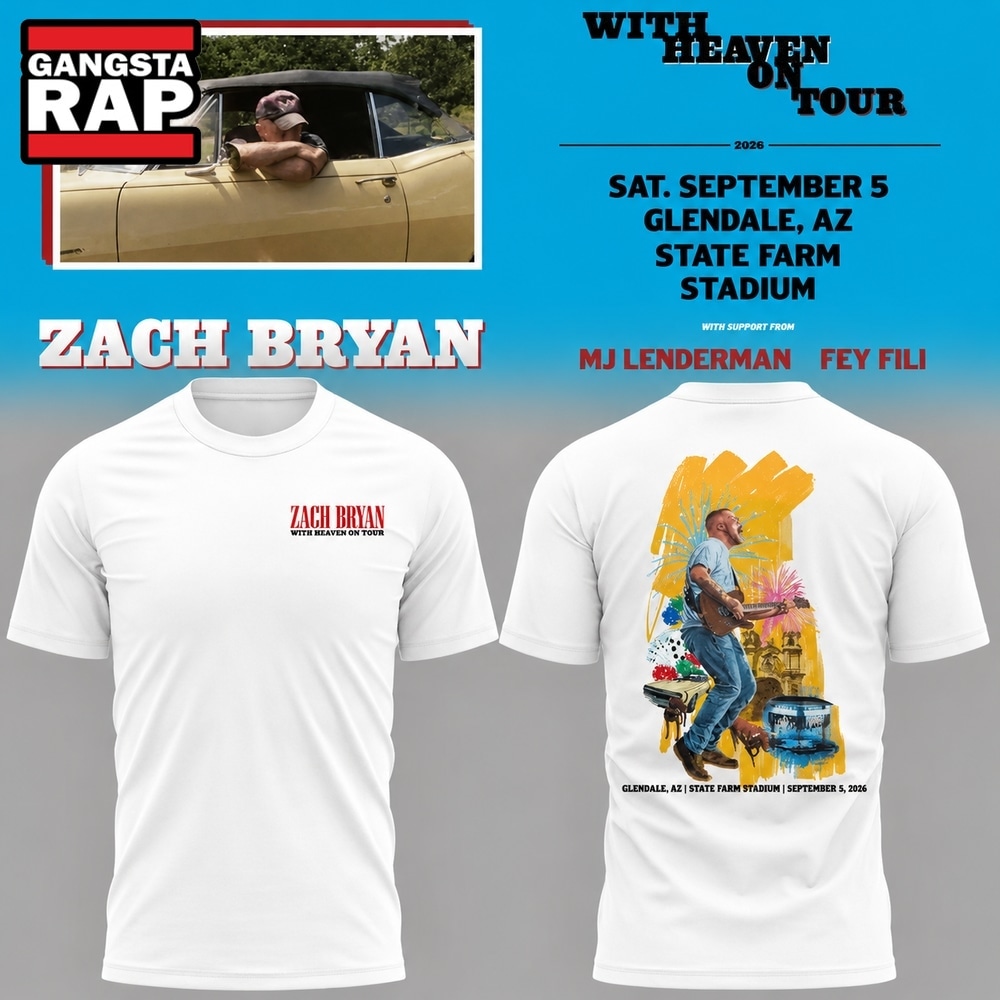 Arizona Cardinals x Zach Bryan WITH HEAVEN ON TOUR 2026 T Shirt, Trending Design Shirt Arizona Cardinals X Zach Bryan With Heaven ON Tour 2026 T Shirt