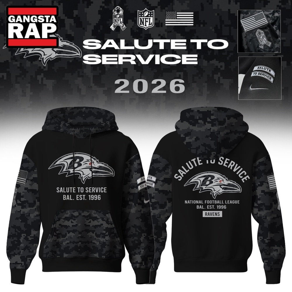 Baltimore Ravens Salute to Service Camo 2026 Black Hoodie, Trending Design Shirt Baltimore Ravens Salute TO Service Camo 2026 Black Hoodie
