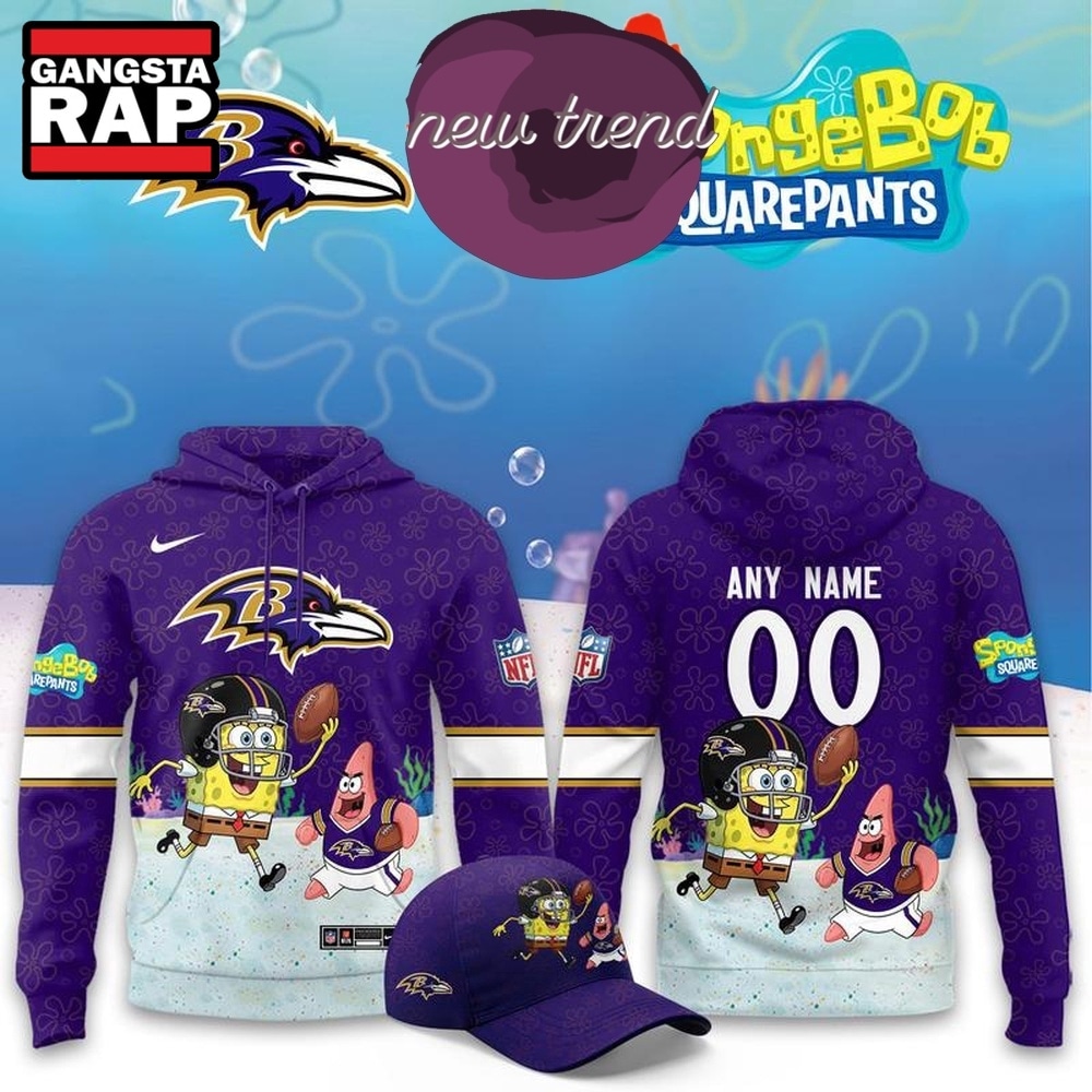 Baltimore Ravens x SpongeBob Limited Edition Personalized Hoodie, Trending Design Shirt Baltimore Ravens x SpongeBob Limited Edition Personalized Hoodie, Trending Design Shirt