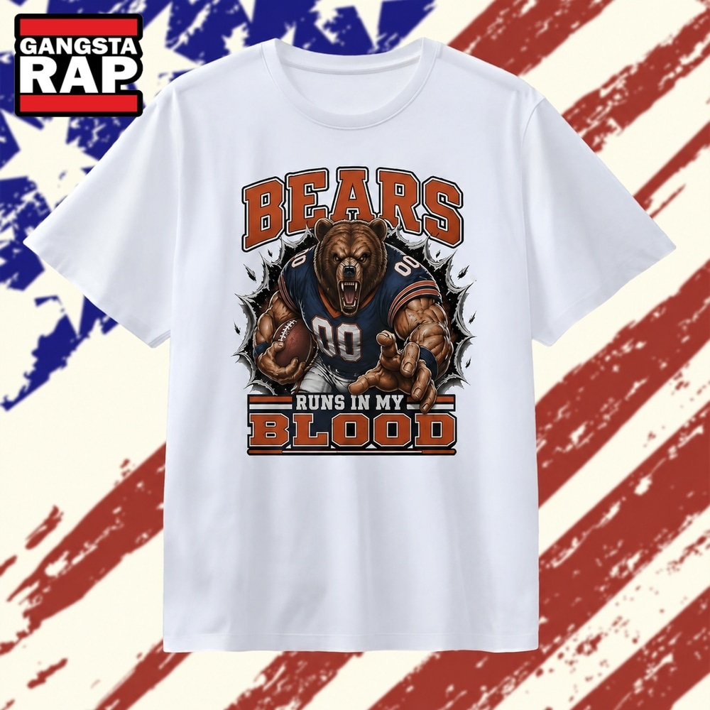 Bears Runs in My Blood Football Fan NFL T Shirt, Trending 2D Shirt Bears Runs IN MY Blood Football Fan Nfl T Shirt