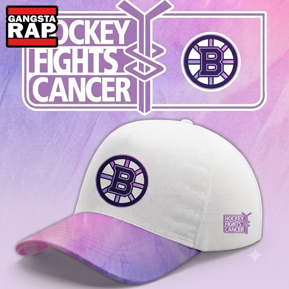 Boston Bruins Hockey Fights Cancer Limited Edition 2026 Cap.jfif, Trending Baseball Cap Boston Bruins Hockey Fights Cancer Limited Edition 2026 Cap Jfif
