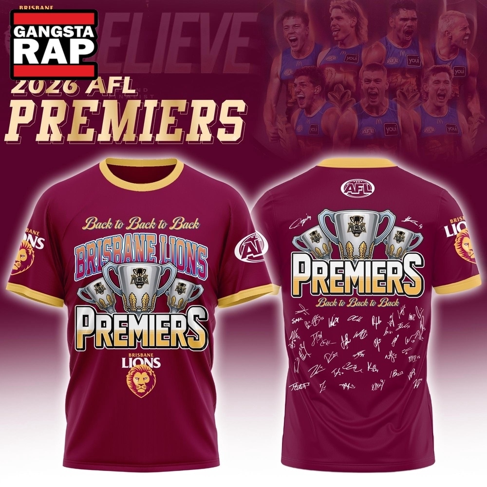 Brisbane Lions 2026 AFL Premiers Three Peat Limited Edition T Shirt, Trending Design Shirt Brisbane Lions 2026 Afl Premiers Three Peat Limited Edition T Shirt