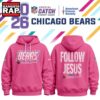 Chicago Bears Crucial Catch Follow Jesus 2026 Pink Hoodie, Trending Design Shirt Chicago Bears Crucial Catch Follow Jesus 2026 Pink Hoodie