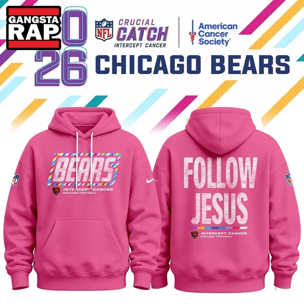 Chicago Bears Crucial Catch Follow Jesus 2026 Pink Hoodie, Trending Design Shirt Chicago Bears Crucial Catch Follow Jesus 2026 Pink Hoodie, Trending Design Shirt