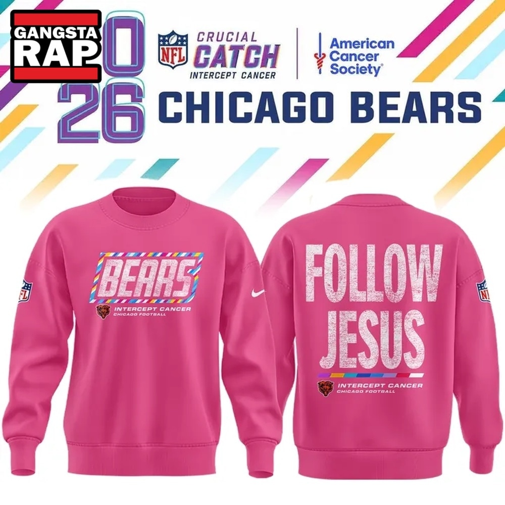 Chicago Bears Crucial Catch Follow Jesus 2026 Pink Sweatshirt, Trending Design Shirt Chicago Bears Crucial Catch Follow Jesus 2026 Pink Sweatshirt, Trending Design Shirt