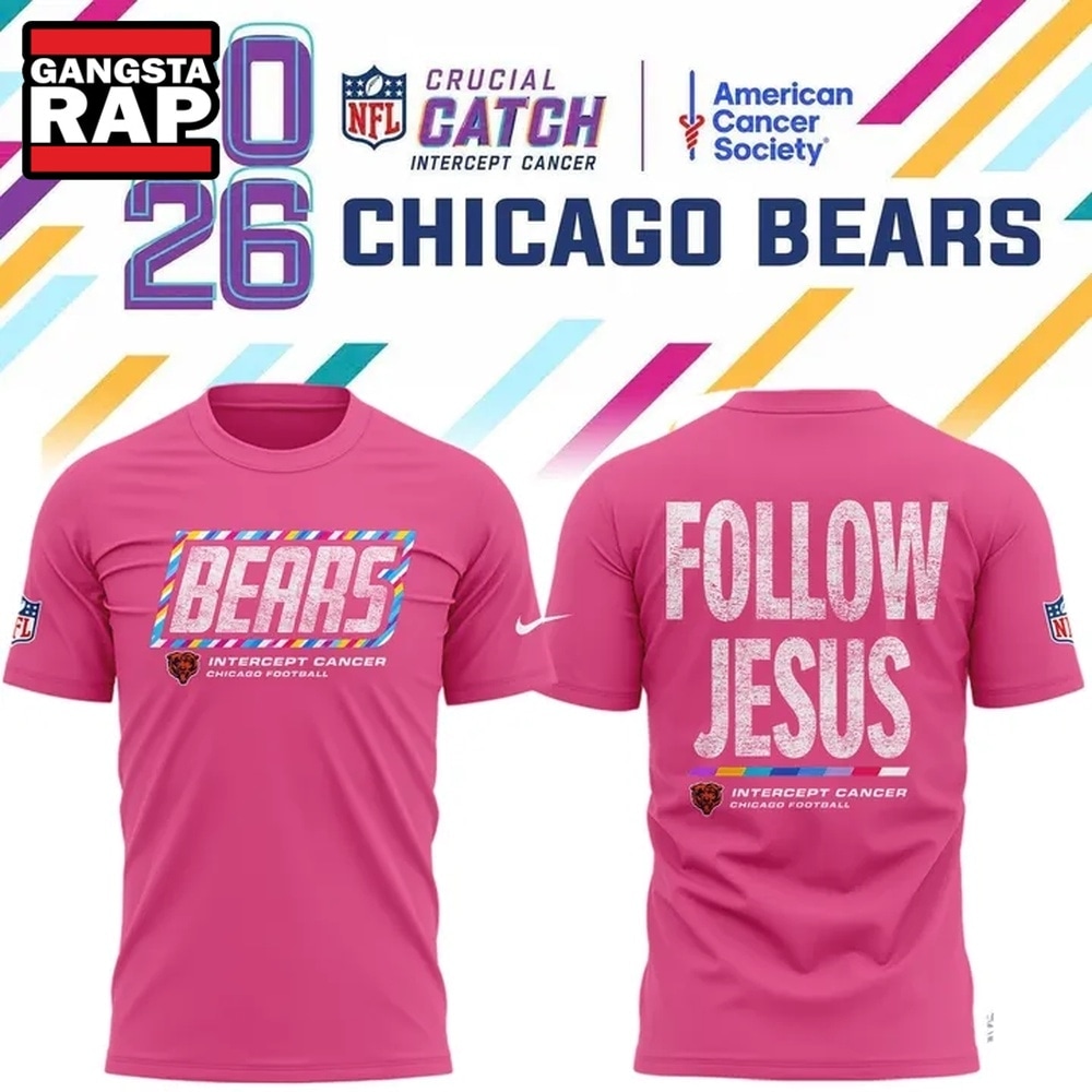 Chicago Bears Crucial Catch Follow Jesus 2026 Pink T Shirt, Trending Design Shirt Chicago Bears Crucial Catch Follow Jesus 2026 Pink T Shirt, Trending Design Shirt