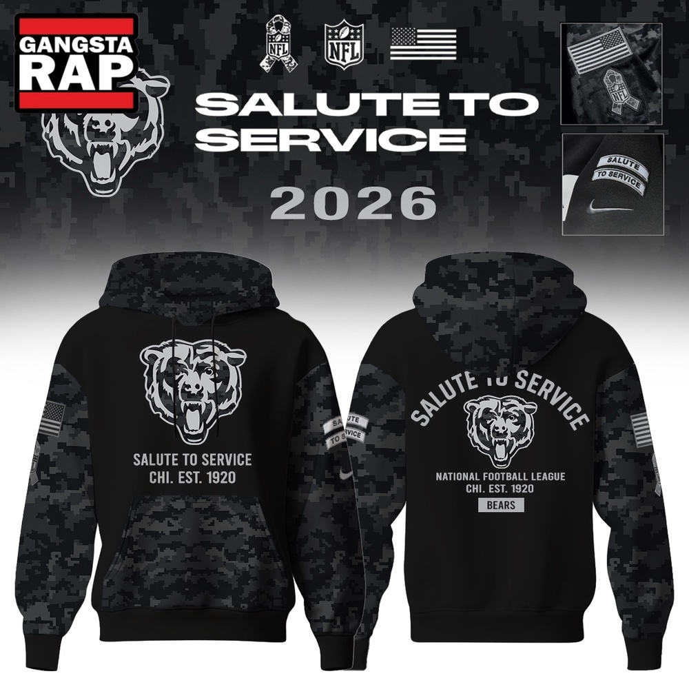 Chicago Bears Salute to Service Camo 2026 Black Hoodie, Trending Design Shirt Chicago Bears Salute TO Service Camo 2026 Black Hoodie