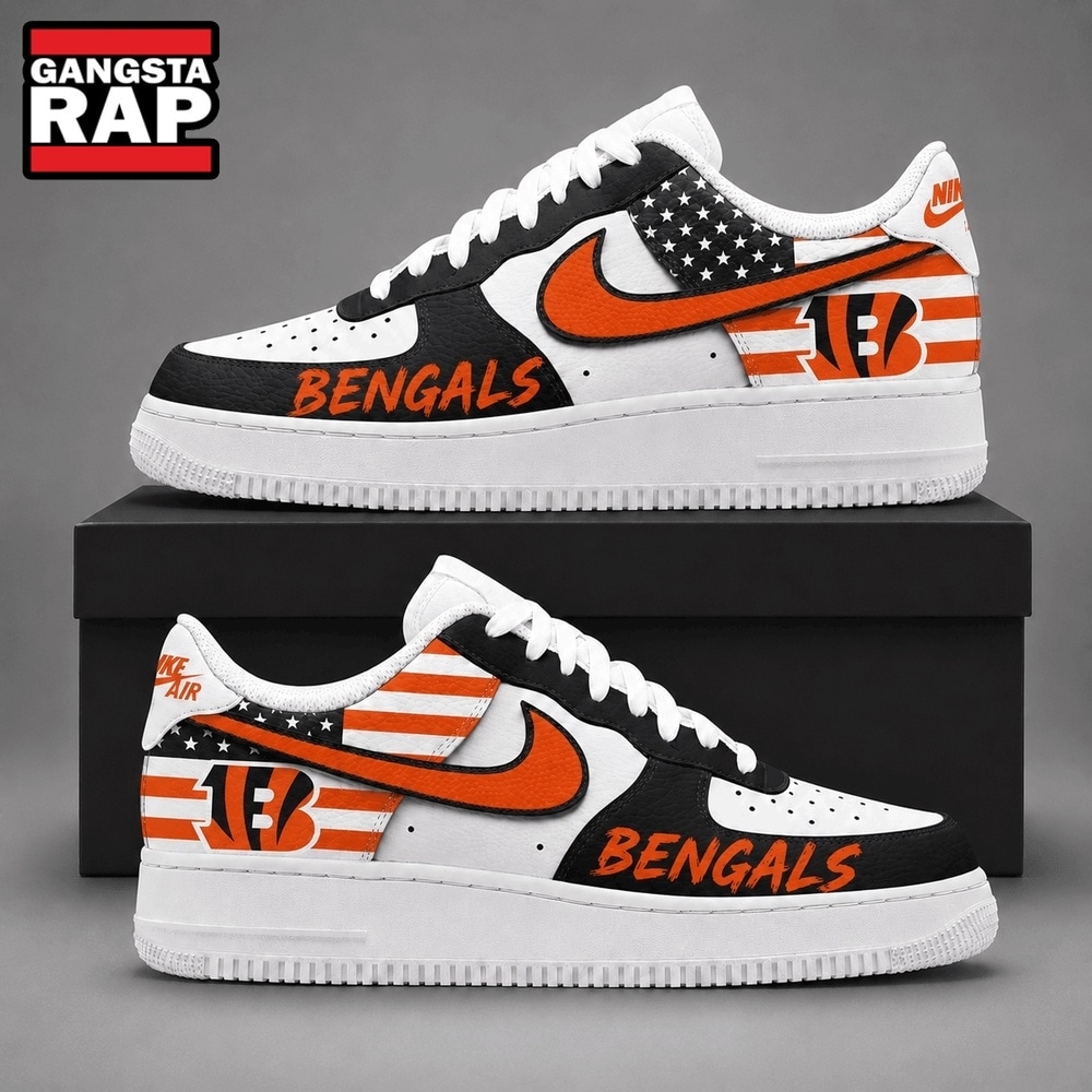 Cincinnati Bengals NFL American Flag Football Team Limited Air Force 1 Shoes Sneakers