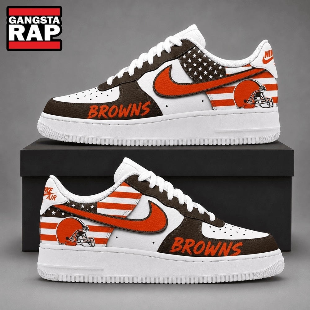 Cleveland Browns NFL American Flag Football Team Limited Air Force 1 Shoes Sneakers