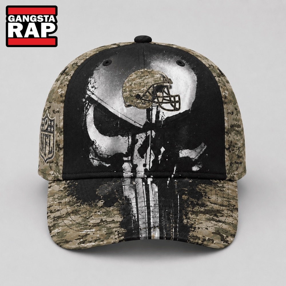 Cleveland Browns NFL Halloween Military Skull Camo Classic Cap, NFL Football Cap Cleveland Browns NFL Halloween Military Skull Camo Classic Cap, NFL Football Cap