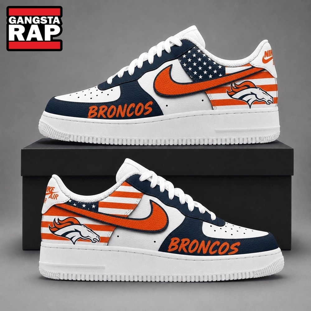 Denver Broncos NFL American Flag Football Team Limited Air Force 1 Shoes Sneakers