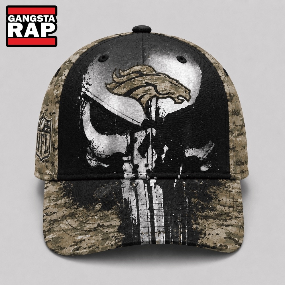 Denver Broncos NFL Halloween Military Skull Camo Classic Cap, NFL Football Cap Denver Broncos NFL Halloween Military Skull Camo Classic Cap, NFL Football Cap