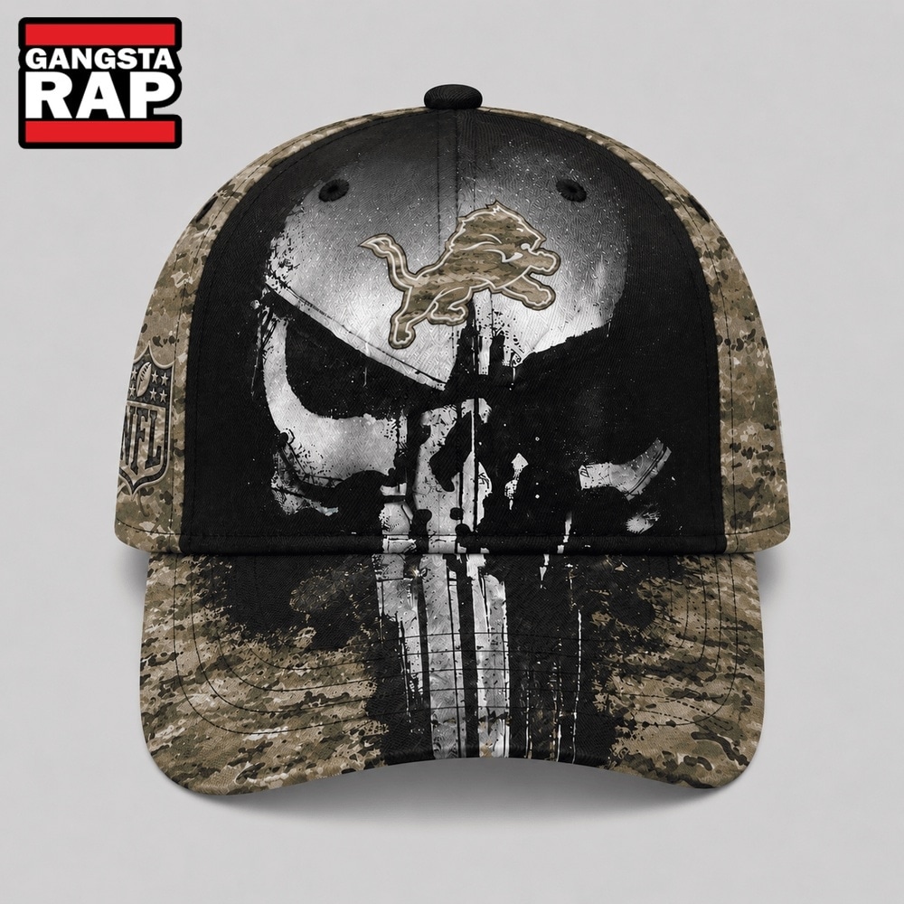 Detroit Lions NFL Halloween Military Skull Camo Classic Cap, NFL Football Cap Detroit Lions NFL Halloween Military Skull Camo Classic Cap, NFL Football Cap