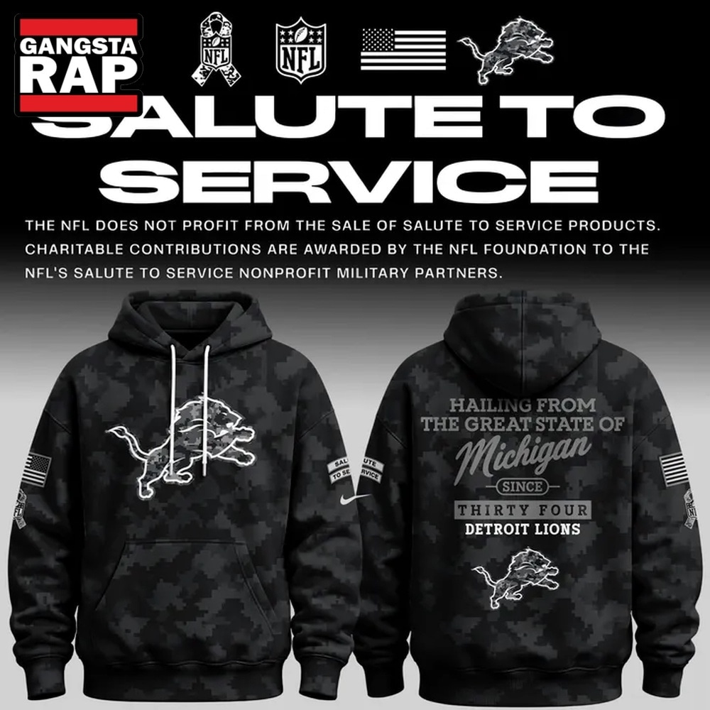 Detroit Lions Salute to Service Camo 2026 Black Hoodie, Trending Design Shirt Detroit Lions Salute TO Service Camo 2026 Black Hoodie