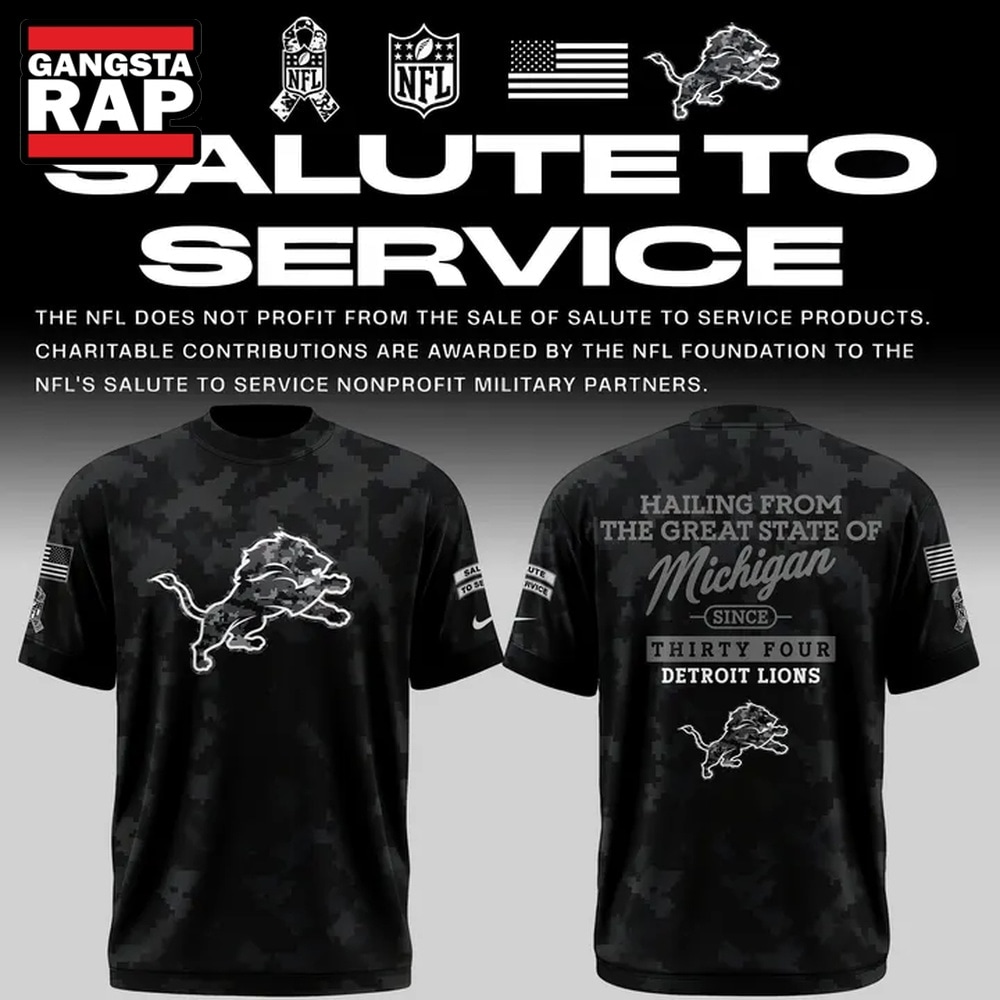 Detroit Lions Salute to Service Camo 2026 Black T Shirt, Trending Design Shirt Detroit Lions Salute TO Service Camo 2026 Black T Shirt