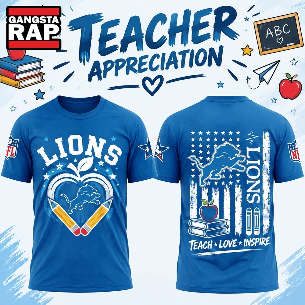 Detroit Lions x Teacher Appreciation 2026 New T Shirt, Trending Design Shirt Detroit Lions X Teacher Appreciation 2026 New T Shirt