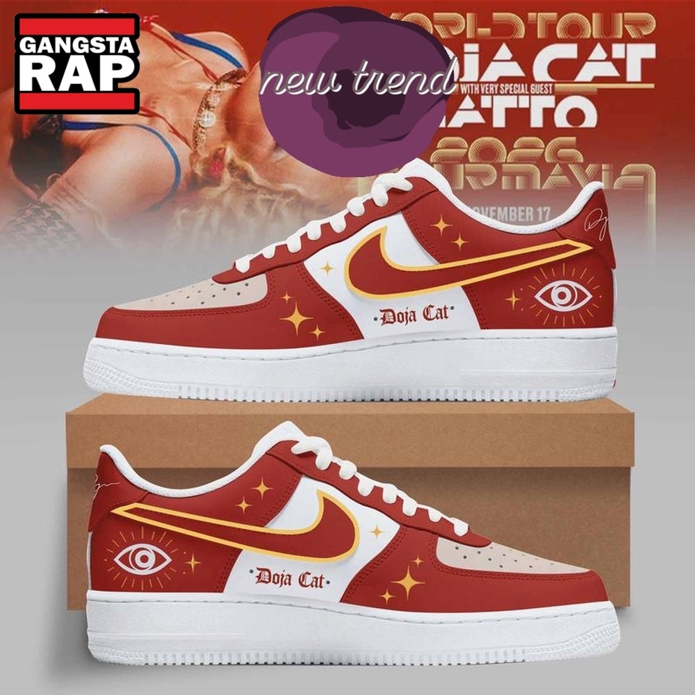 Doja Cat Tour Ma Vie World Tour 2026 Limited Edition Red Air Force 1 Shoes Sneakers