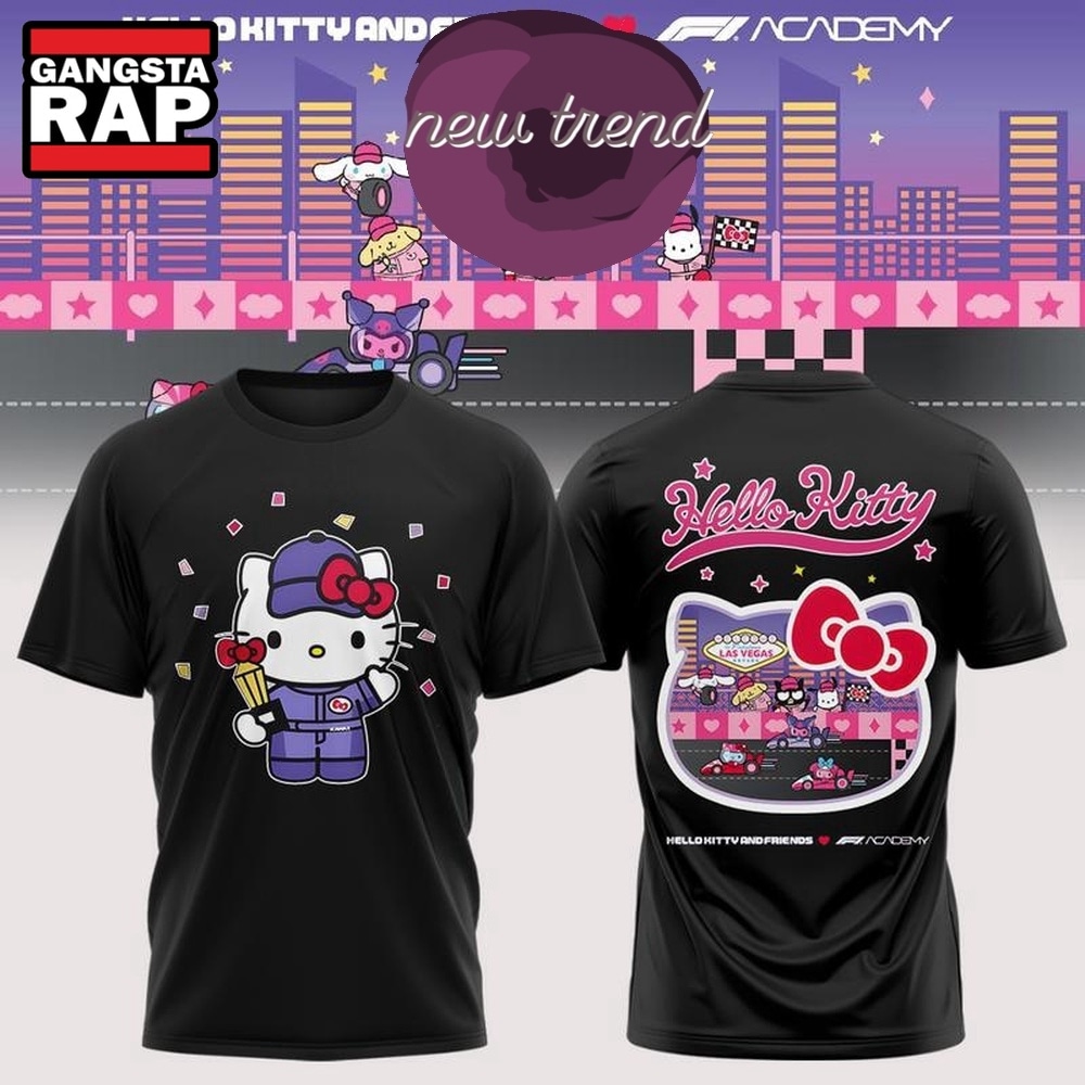 Formula 1 x Hello Kitty and Friends F1 Las Vegas 2026 Graphic Black T Shirt, Trending Design Shirt Formula 1 x Hello Kitty and Friends F1 Las Vegas 2026 Graphic Black T Shirt, Trending Design Shirt