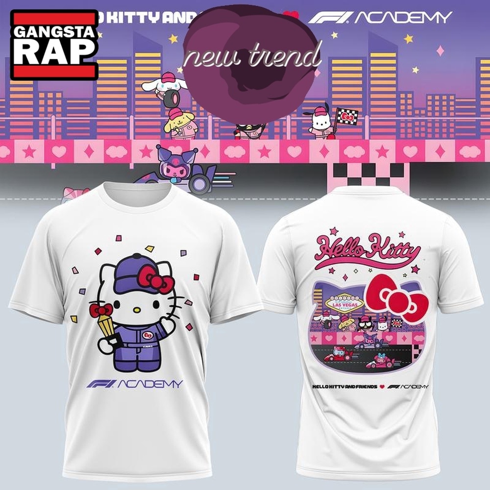Formula 1 x Hello Kitty and Friends F1 Las Vegas 2026 Graphic White T Shirt, Trending Design Shirt Formula 1 x Hello Kitty and Friends F1 Las Vegas 2026 Graphic White T Shirt, Trending Design Shirt