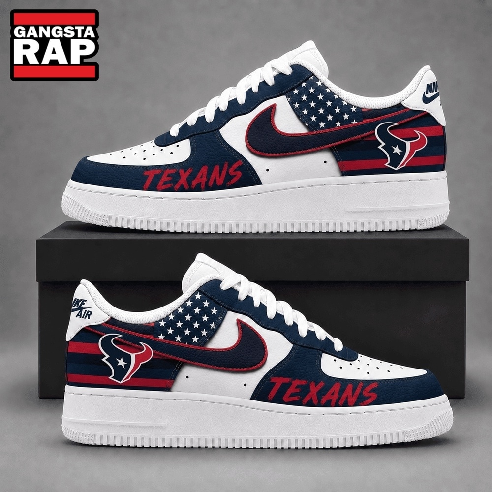 Houston Texans NFL American Flag Football Team Limited Air Force 1 Shoes Sneakers Houston Texans NFL American Flag Football Team Limited Air Force 1 Shoes Sneakers