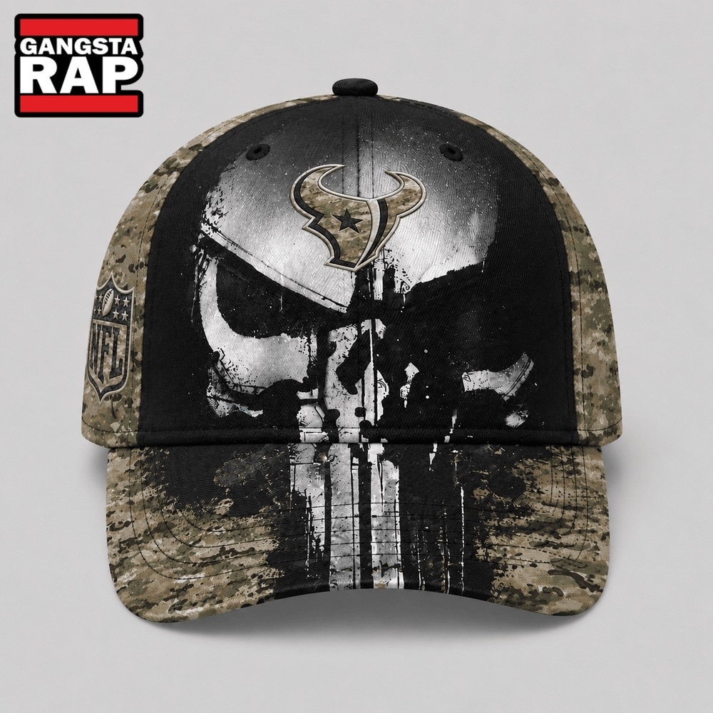 Houston Texans NFL Halloween Military Skull Camo Classic Cap, NFL Football Cap Houston Texans NFL Halloween Military Skull Camo Classic Cap, NFL Football Cap