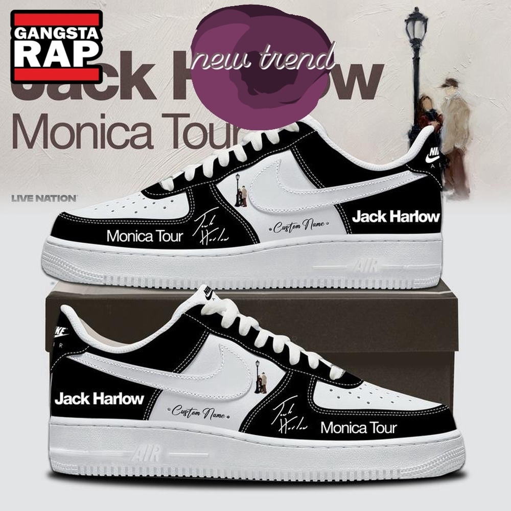 Jack Harlow MONICA Tour 2026 Black Air Force 1 Shoes Sneakers Jack Harlow MONICA Tour 2026 Black Air Force 1 Shoes Sneakers