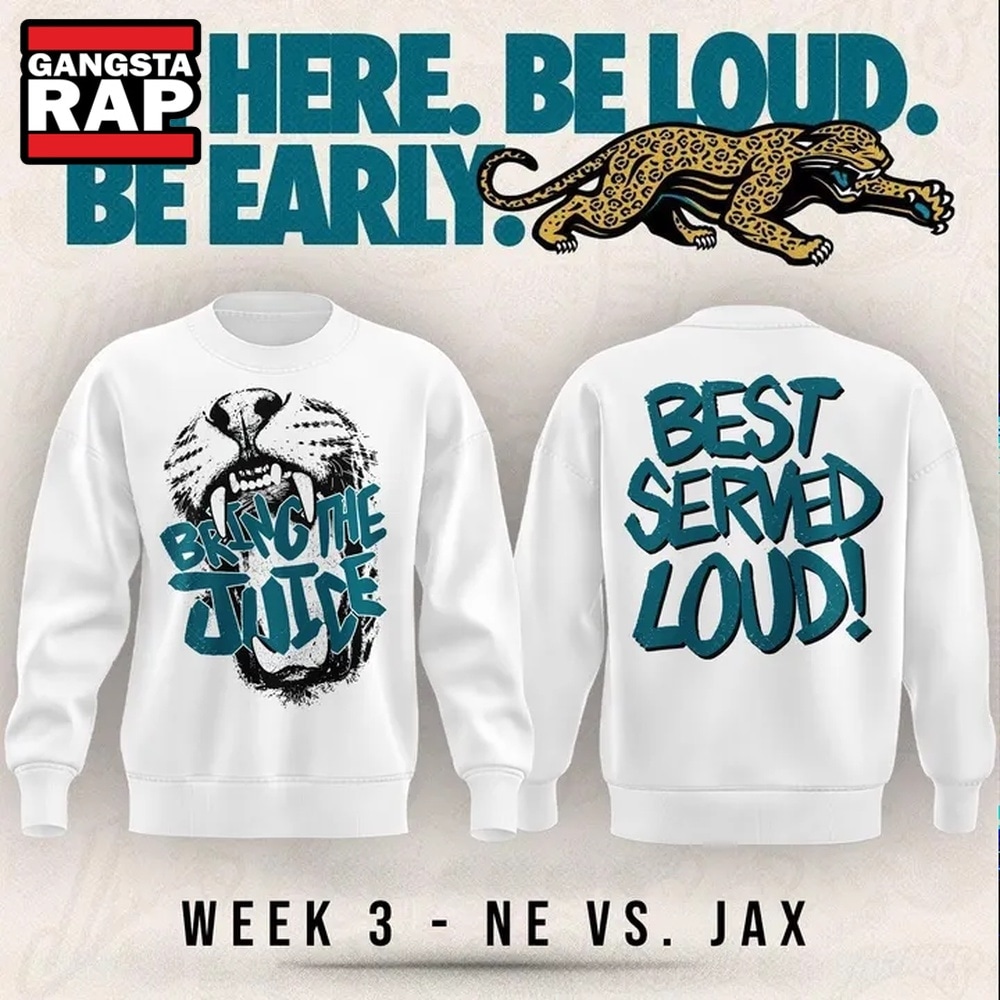 Jacksonville Jaguars Bring The Juice, Best Served Loud 2026 White Sweatshirt, Trending Design Shirt Jacksonville Jaguars Bring The Juice Best Served Loud 2026 White Sweatshirt