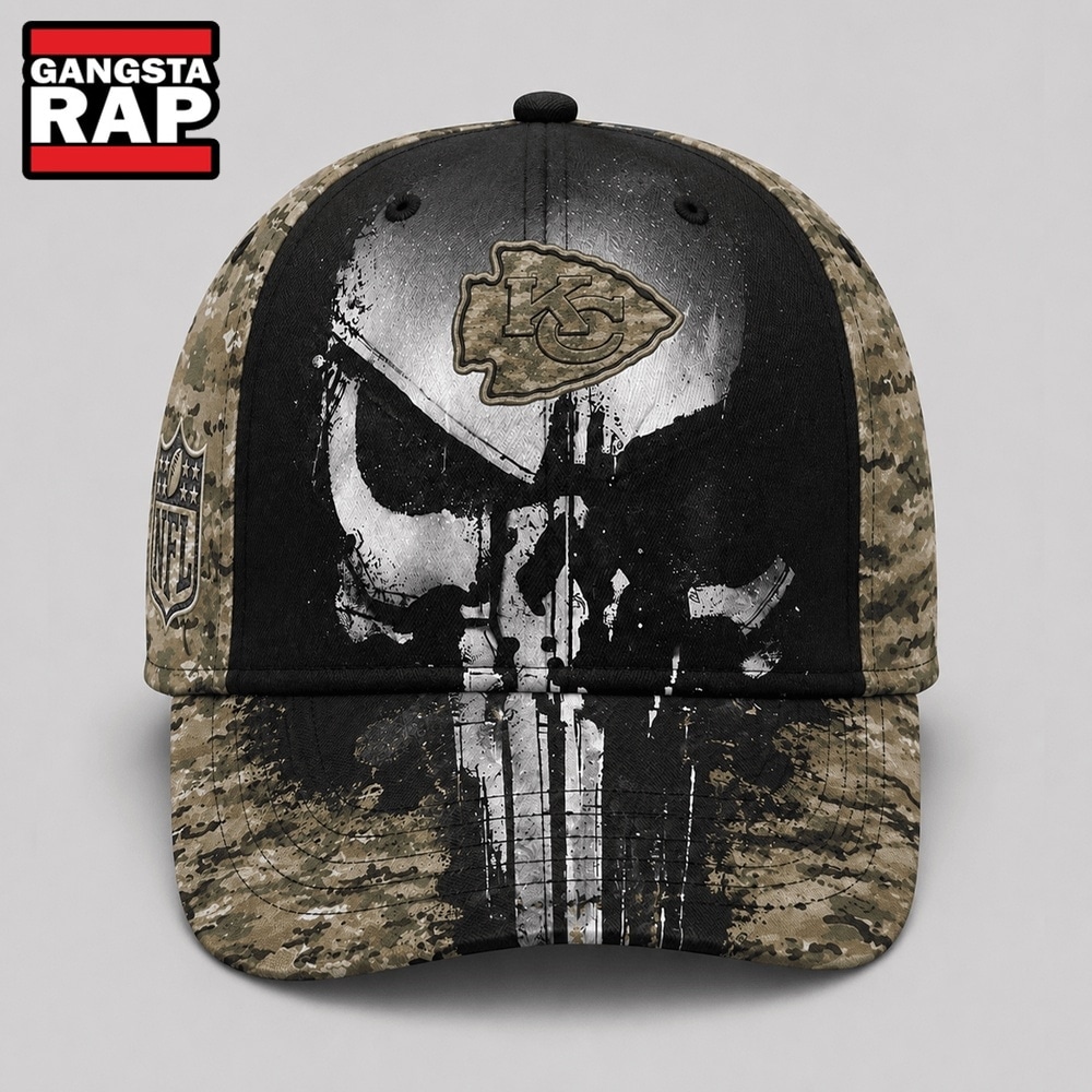 Kansas City Chiefs NFL Halloween Military Skull Camo Classic Cap, NFL Football Cap Kansas City Chiefs NFL Halloween Military Skull Camo Classic Cap, NFL Football Cap