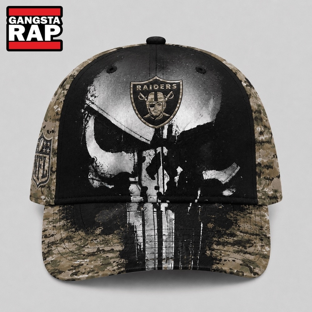 Las Vegas Raiders NFL Halloween Military Skull Camo Classic Cap, NFL Football Cap Las Vegas Raiders NFL Halloween Military Skull Camo Classic Cap, NFL Football Cap