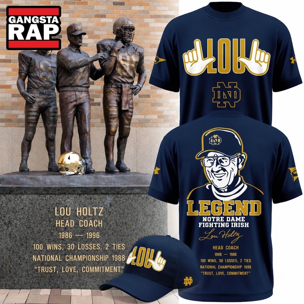 Legend Lou Holtz Notre Dame Fighting Irish Football 2026 T Shirt, Trending Design Shirt Legend Lou Holtz Notre Dame Fighting Irish Football 2026 T Shirt