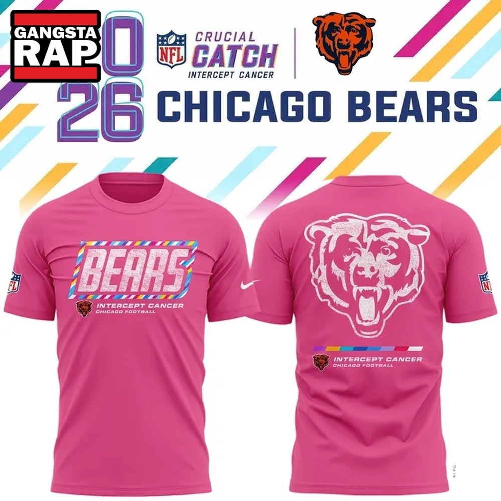 Limited Edition Chicago Bears Crucial Catch 2026 Pink T Shirt, Trending Design Shirt Limited Edition Chicago Bears Crucial Catch 2026 Pink T Shirt, Trending Design Shirt