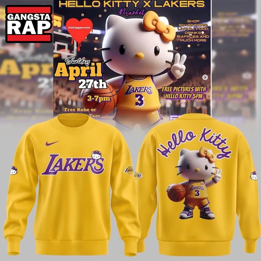 Los Angeles Lakers x Hello Kitty Limited Edition 2026 Sweatshirt, Trending Design Shirt Los Angeles Lakers X Hello Kitty Limited Edition 2026 Sweatshirt