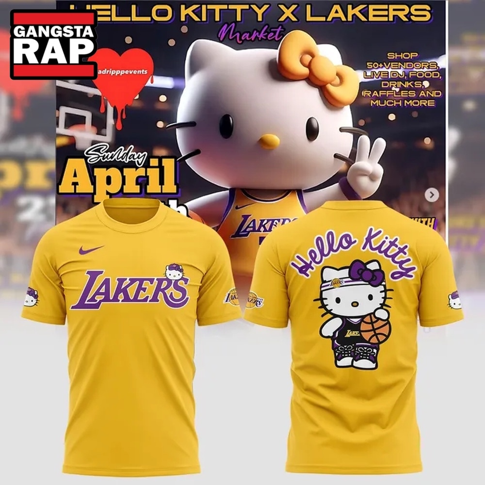 Los Angeles Lakers x Hello Kitty Limited Edition 2026 T Shirt, Trending Design Shirt Los Angeles Lakers X Hello Kitty Limited Edition 2026 T Shirt