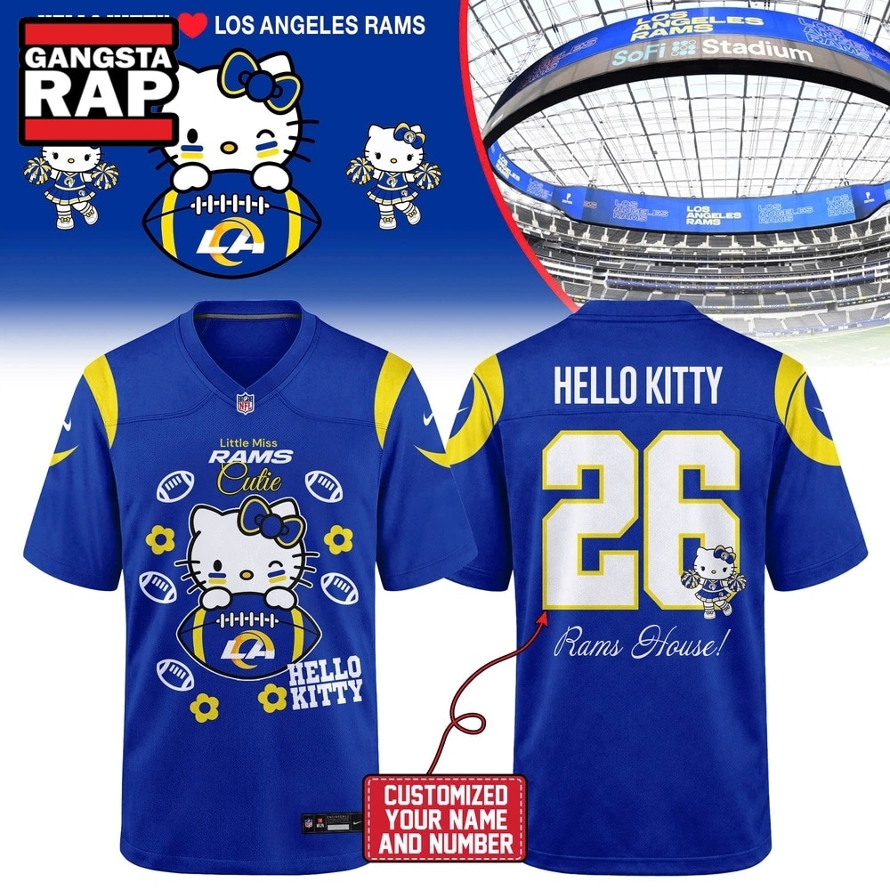 Los Angeles Rams NFL x Hello Kitty 2026 Football Jersey Shirt, Trending Football Jersey Los Angeles Rams NFL x Hello Kitty 2026 Football Jersey Shirt, Trending Football Jersey