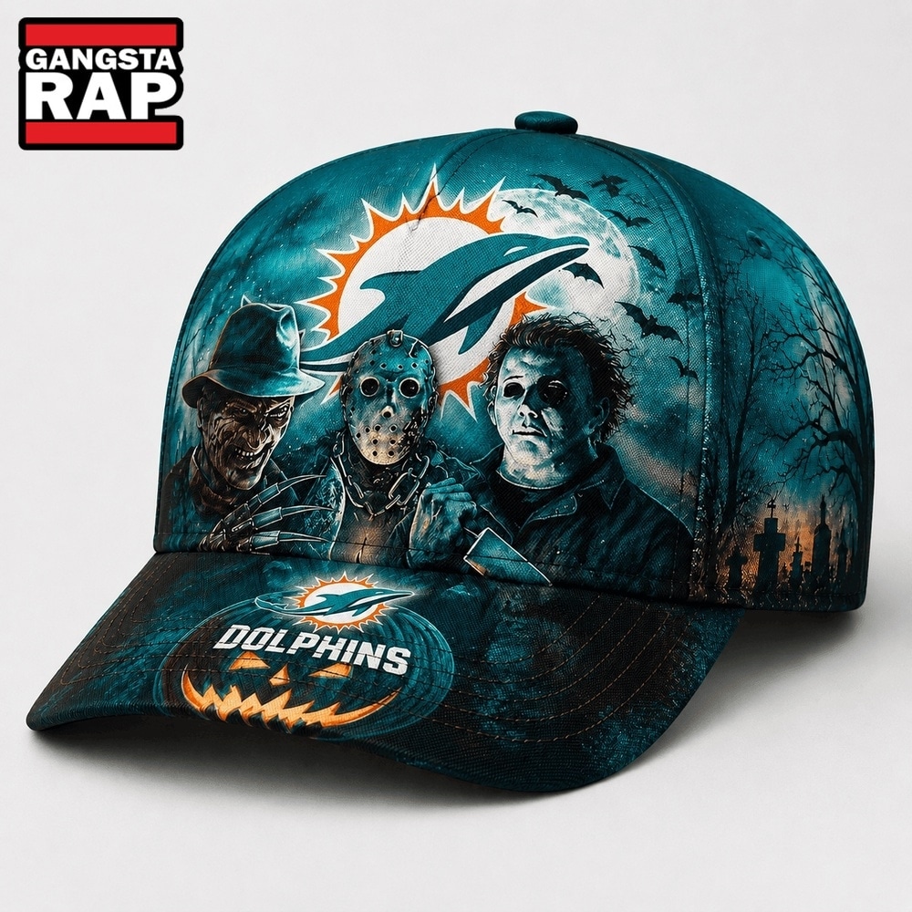 Miami Dolphins NFL Horror Night Halloween 2026 Design Classic Cap, NFL Football Cap Miami Dolphins NFL Horror Night Halloween 2026 Design Classic Cap, NFL Football Cap