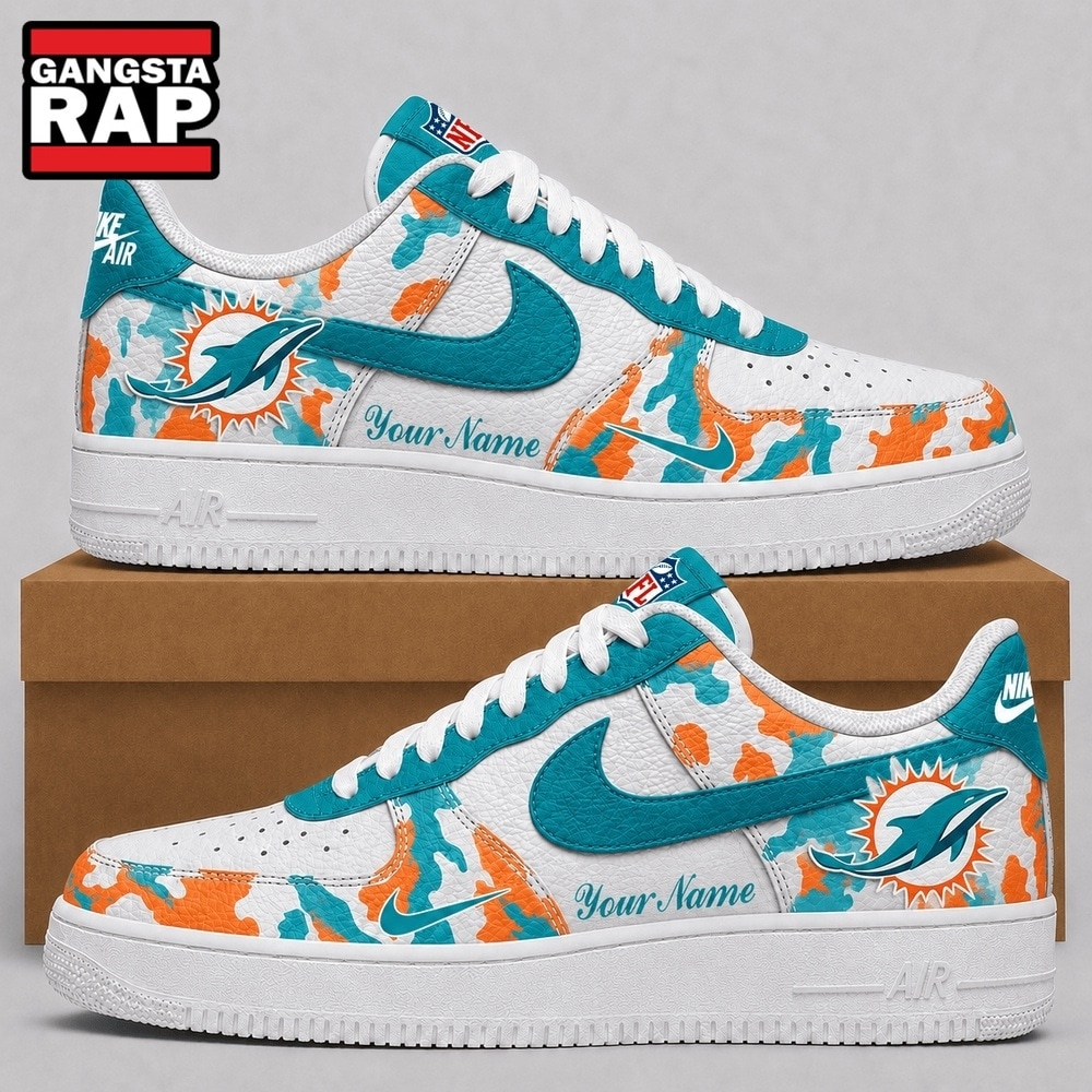 Miami Dolphins NFL Team Camo Air Force 1 Shoes Sneakers Miami Dolphins NFL Team Camo Air Force 1 Shoes Sneakers
