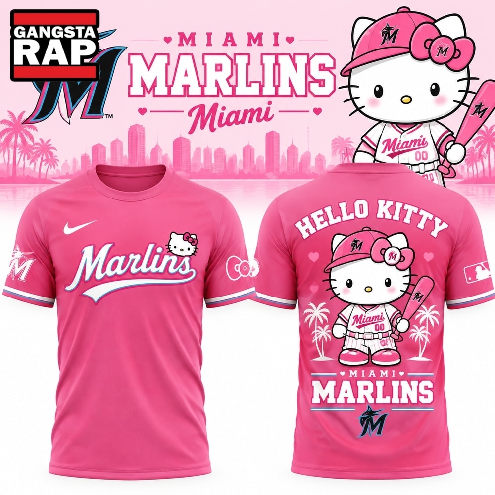Miami Marlins x Hello Kitty Night 2026 Graphic 3D Shirt, Trending Design Shirt Miami Marlins X Hello Kitty Night 2026 Graphic 3D Shirt