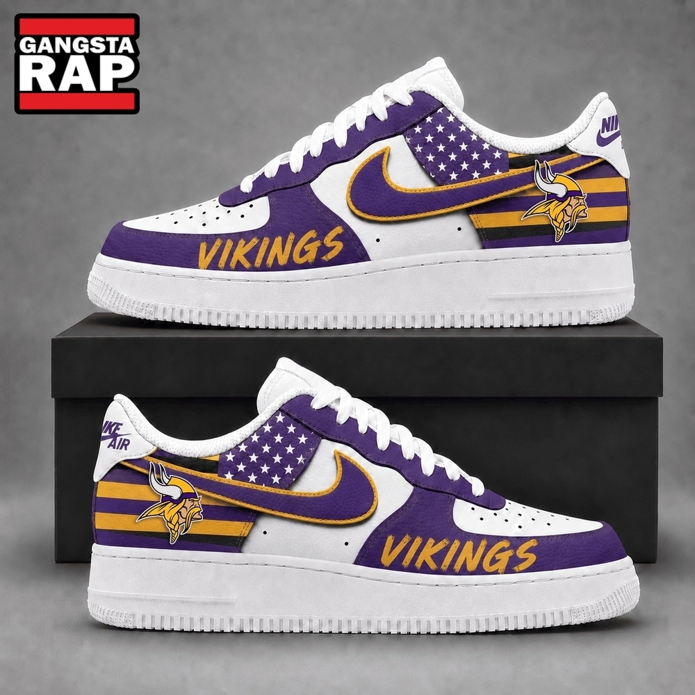 Minnesota Vikings NFL American Flag Football Team Limited Air Force 1 Shoes Sneakers Minnesota Vikings NFL American Flag Football Team Limited Air Force 1 Shoes Sneakers