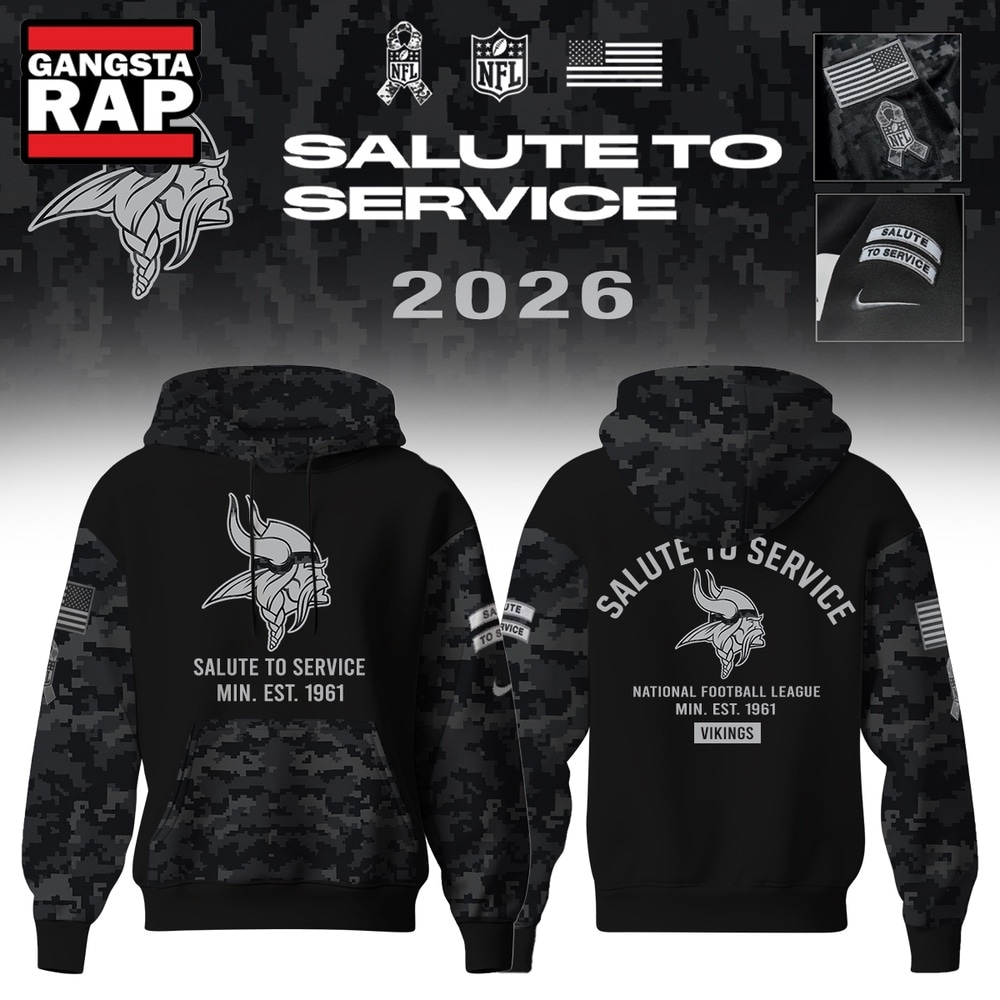 Minnesota Vikings Salute to Service Camo 2026 Black Hoodie, Trending Design Shirt Minnesota Vikings Salute TO Service Camo 2026 Black Hoodie