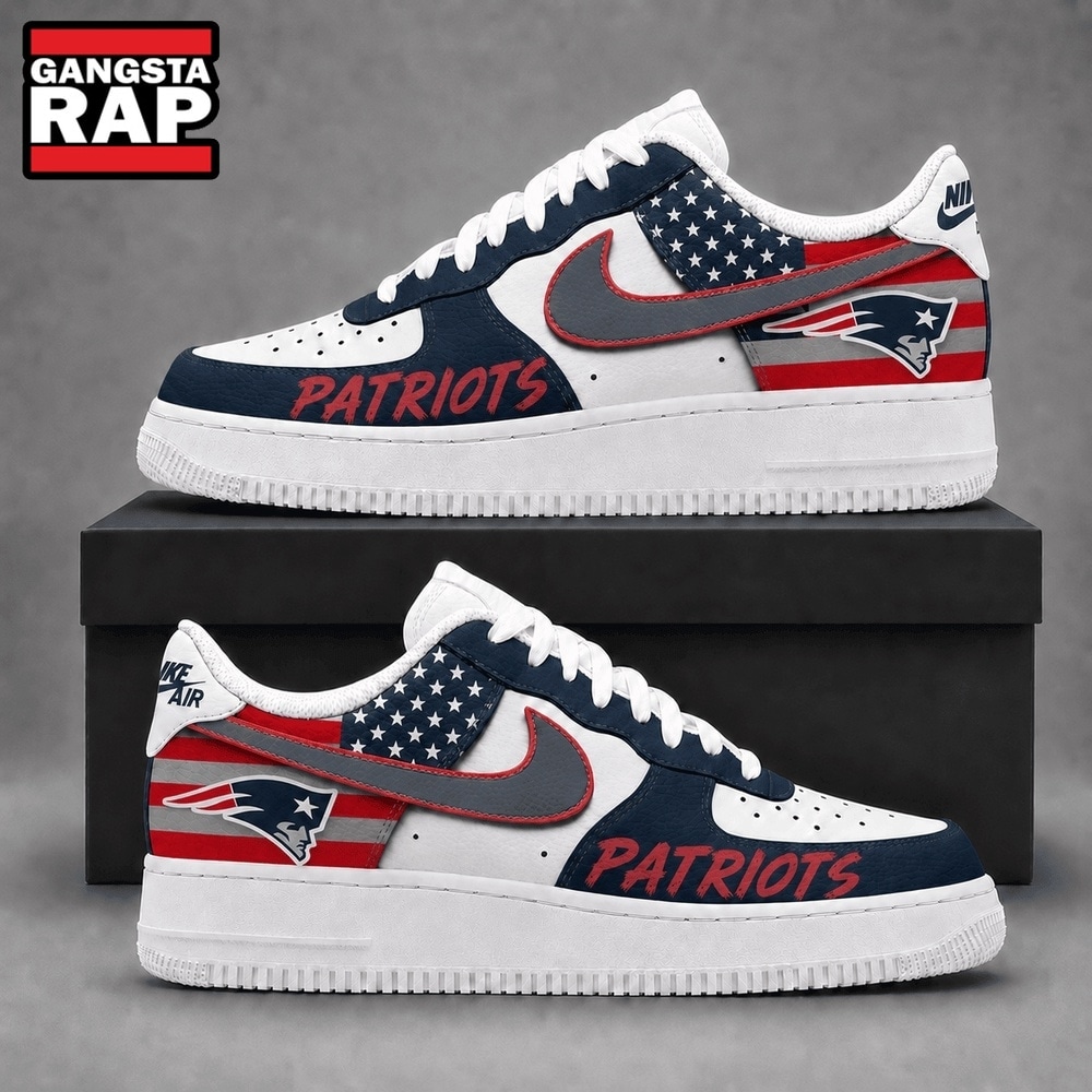 New England Patriots NFL American Flag Football Team Limited Air Force 1 Shoes Sneakers New England Patriots NFL American Flag Football Team Limited Air Force 1 Shoes Sneakers