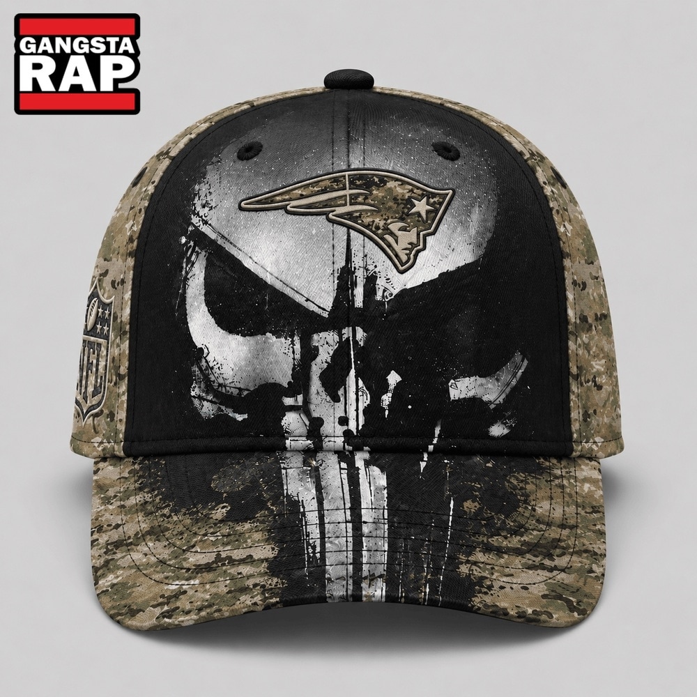 New England Patriots NFL Halloween Military Skull Camo Classic Cap, NFL Football Cap New England Patriots NFL Halloween Military Skull Camo Classic Cap, NFL Football Cap