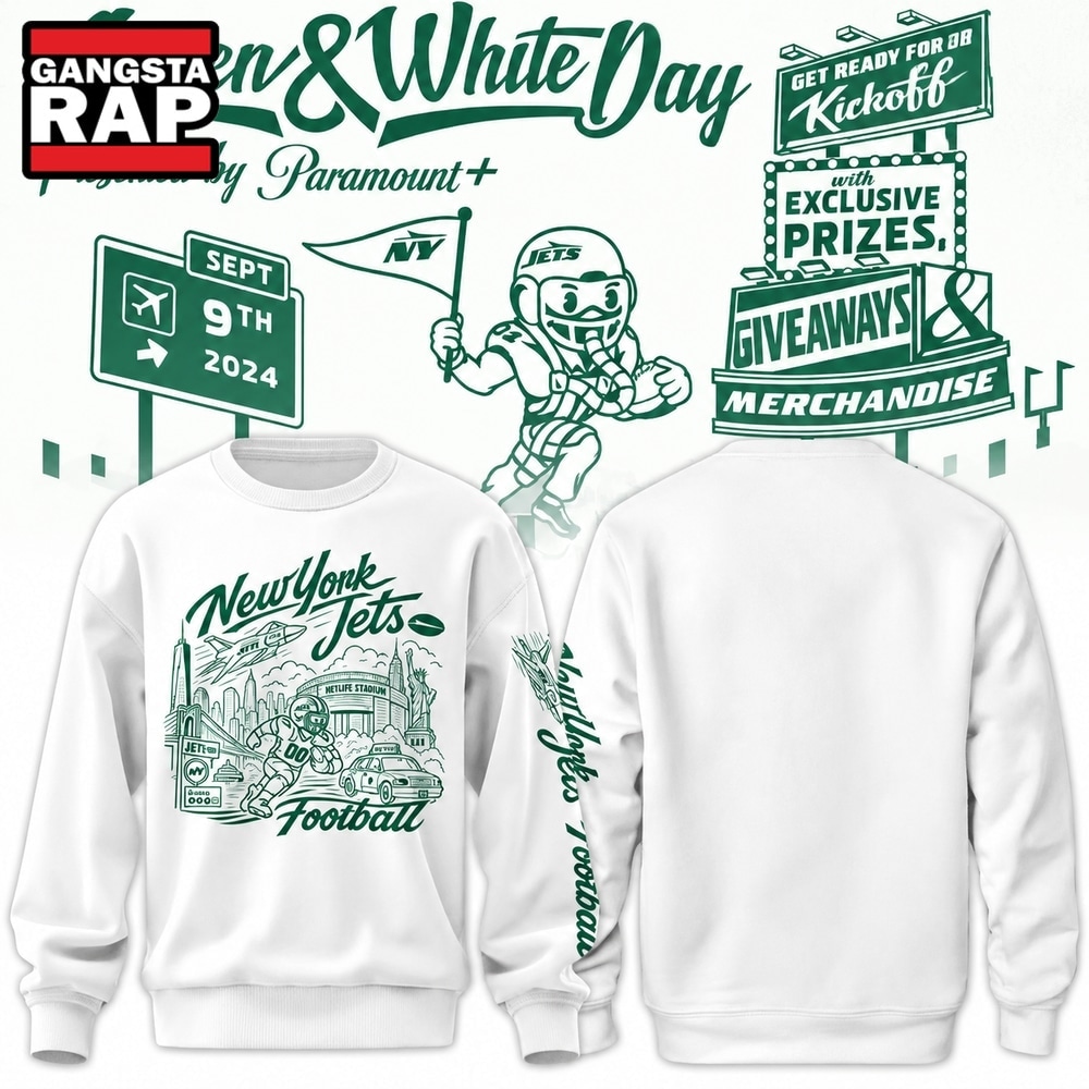New York Jets City Skyline Green and White Day Sweatshirt, Trending Design Shirt New York Jets City Skyline Green And White Day Sweatshirt